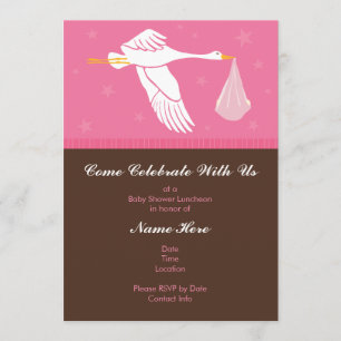 Invitation Baby shower 5x7 - Rose et Brown