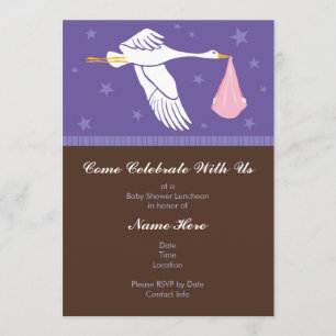 Invitation Baby shower 5x7 - Violet avec Brown