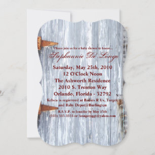 Invitation Baby shower 5x7 White Wash Wood Barn Do