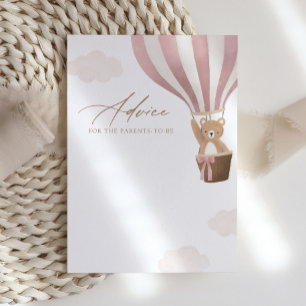 Invitation Baby shower à air chaud de l'ours en peluche rose 