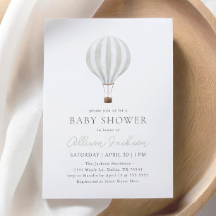 Invitation Baby shower à air chaud Sage Green