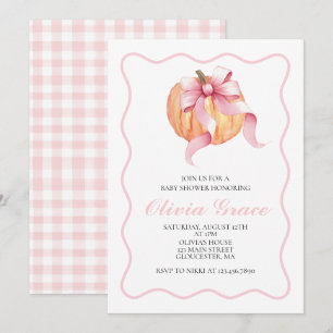 Invitation baby shower à arc rose citrouille