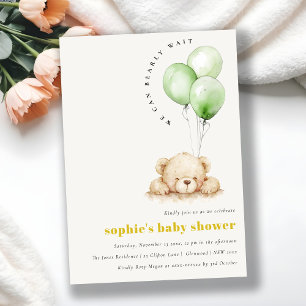 Invitation Baby shower à ballon d'attente neutre vert