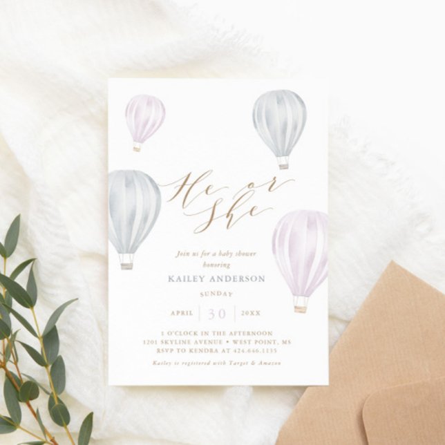 Invitation Baby shower à ballon gonflable selon le sexe (Créateur téléchargé)
