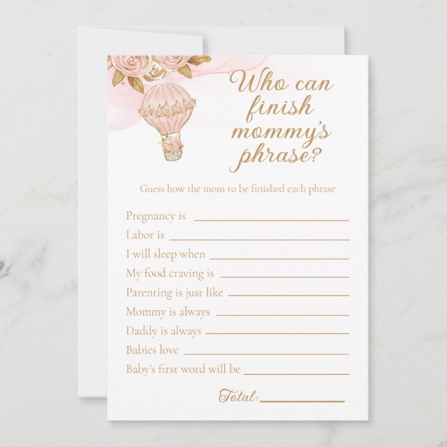 Invitation Baby shower À Ballons À Air Chaud Terminer L'Expre (Devant)