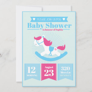 Invitation Baby shower à cheval rocheux mignon