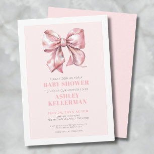 Invitation Baby shower à cou rose