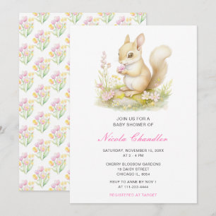 Invitation Baby shower à écureuil de printemps