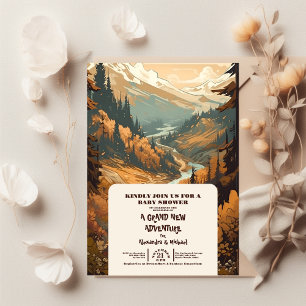 Invitation Baby shower À feuillage persistant Rustic Mountain