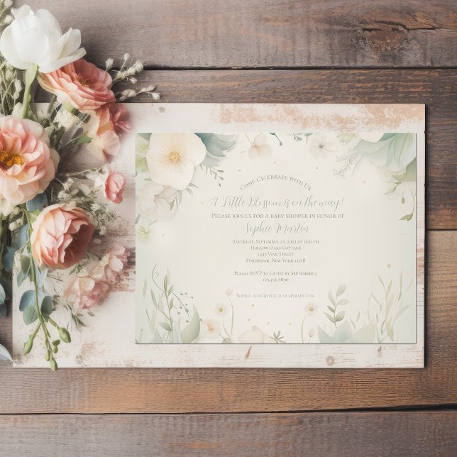 Invitation Baby shower à fleurs illustrées Little Blossom (Créateur téléchargé)