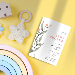 Invitation Baby shower à fleurs minimaliste simple