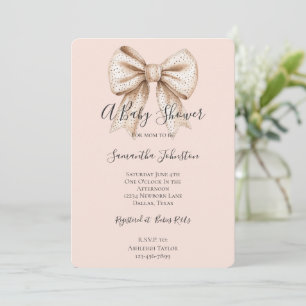 Invitation Baby shower à fond de crème de pêche