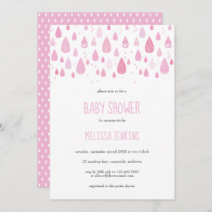 Invitation Baby shower à gouttes roses mignonnes / Saupoudrer