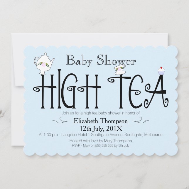 Invitation baby shower à haute teneur en thé (Devant)