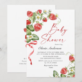 Invitation Baby shower à l'aquarelle tendance Meadow Strawber