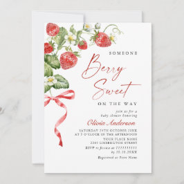 Invitation Baby shower à l'aquarelle tendance Meadow Strawber