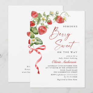 Invitation Baby shower à l'aquarelle tendance Meadow Strawber