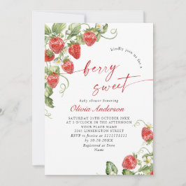 Invitation Baby shower à l'aquarelle tendance Meadow Strawber
