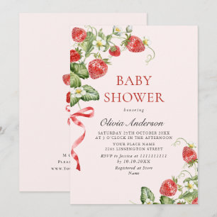 Invitation Baby shower à l'aquarelle tendance Meadow Strawber