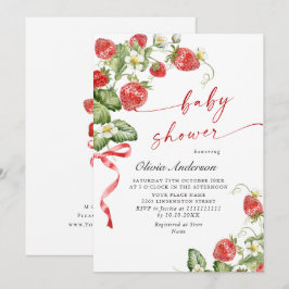 Invitation Baby shower à l'aquarelle tendance Meadow Strawber