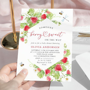 Invitation Baby shower à l'aquarelle tendance Meadow Strawber