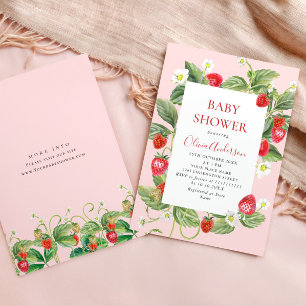 Invitation Baby shower à l'aquarelle tendance Meadow Strawber