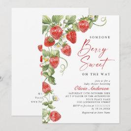 Invitation Baby shower à l'aquarelle tendance Meadow Strawber