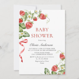 Invitation Baby shower à l'aquarelle tendance Meadow Strawber