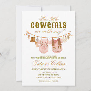 Invitation Baby shower à linge à linge à deux petites filles 