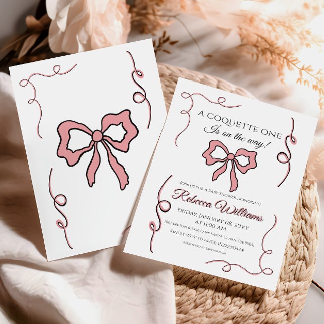 Invitation Baby shower à mâchoires roses Coquette à main rétr (Créateur téléchargé)