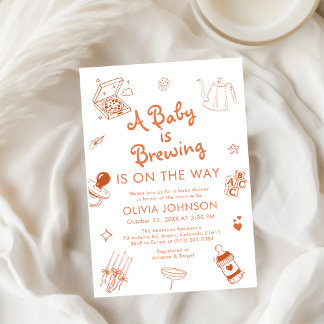Invitation baby shower à main de café de brasserie fantaisie