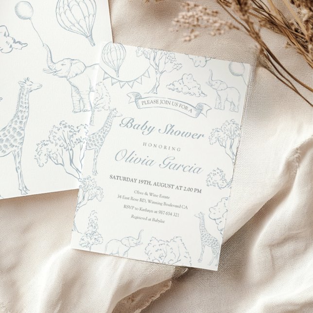 Invitation Baby shower à montgolfière toile (Créateur téléchargé)