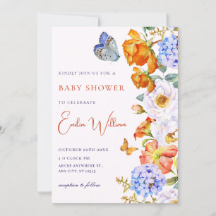 Invitation Baby shower à papillon du jardin fleuri