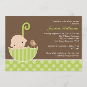 Invitation Baby shower à parapluie vert