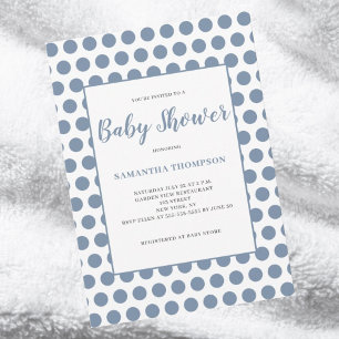 Invitation Baby shower à points Polka Bleu