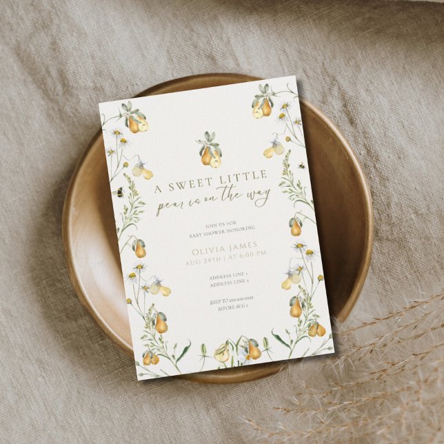 Invitation Baby shower à poires florales (Créateur téléchargé)