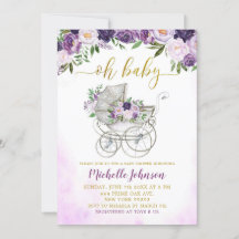 Baby shower à poussettes florales pourpre printemp