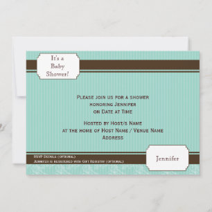Invitation Baby shower à rayures bleu et Brown