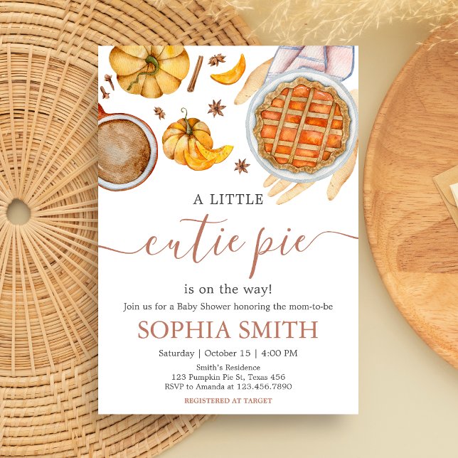 Invitation Baby shower à tarte Little Cutie (Pumpkin Cutie Pie Fall Baby Shower Invitation)