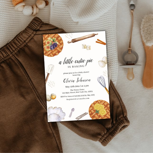 Invitation Baby shower à tarte rustique (Rustic Cutie Baking Pie Baby Shower Invitation)