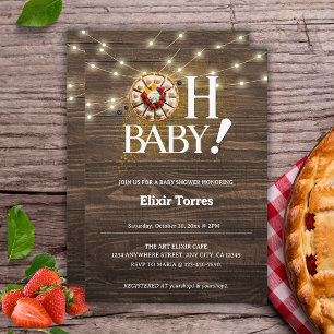 Invitation Baby shower à tarte rustique Oh Baby Cutie