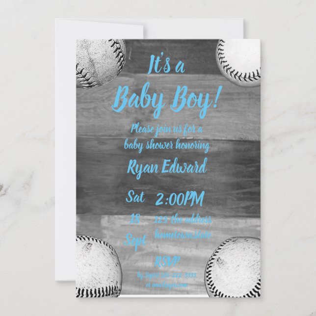 Invitation Baby shower à thème Baby Boy Baseball (Devant)