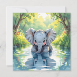 Invitation Baby shower à thème Baby Elephant