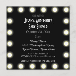 Invitation Baby shower à thème Black & White Hollywood