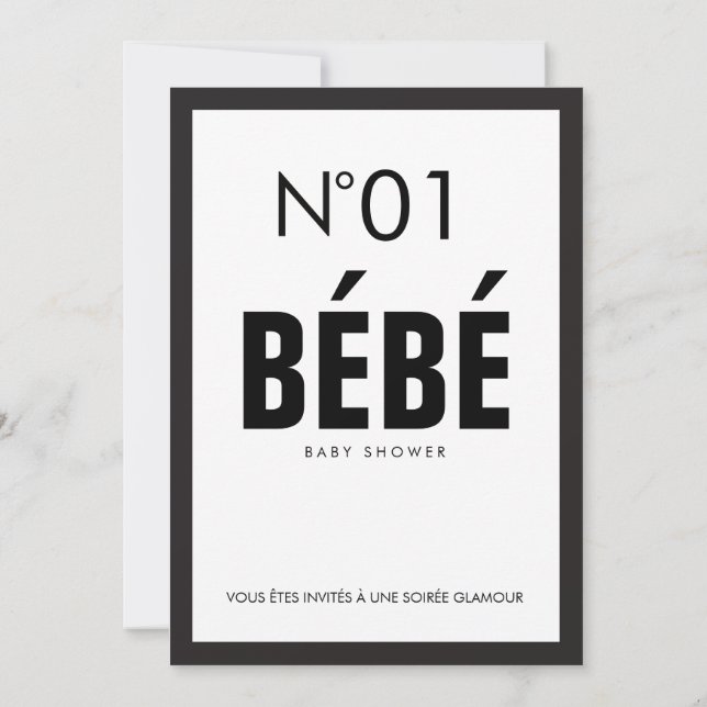 Invitation BABY SHOWER à thème Black & White Paris (Dos)