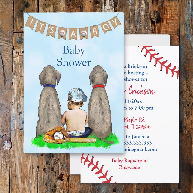 Invitation Baby shower à thème de baseball pour garçon (Créateur téléchargé)