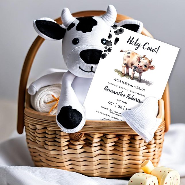 Invitation Baby shower à thème de la ferme de la vache Sainte (Créateur téléchargé)