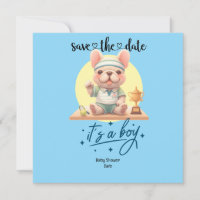 Invitation Baby shower à thème de tennis - Bleu &