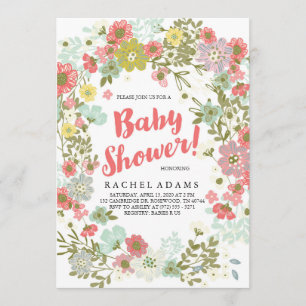 Invitation Baby shower à thème Floral Garden