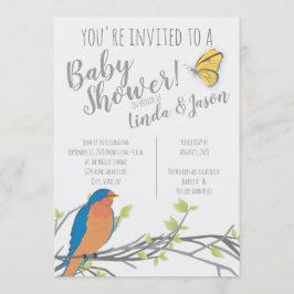 Invitation Baby shower à thème forestier avec Bluebird & Foli